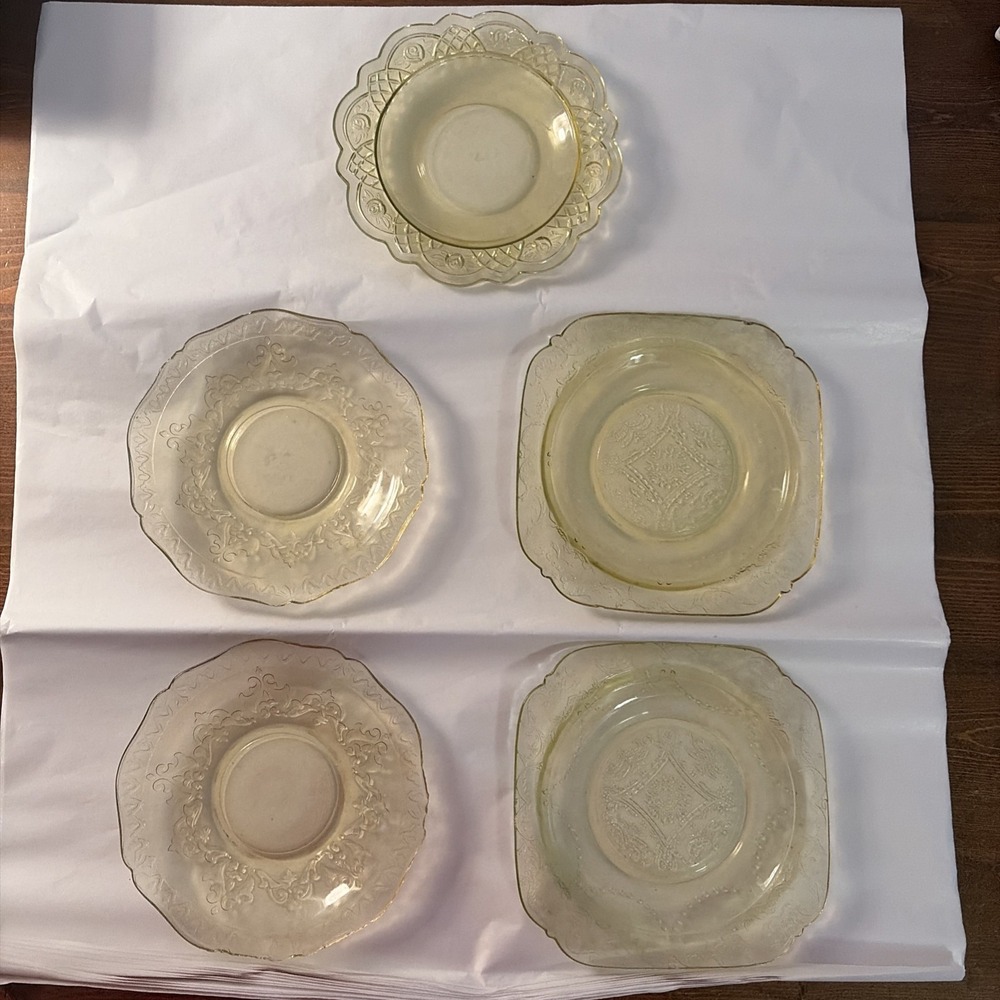 Vintage Yellow Depression Glass Dishes Amber Federal Glass 1930s-40s